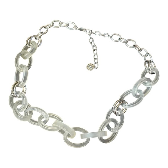 🔥Vintage RJ Graziano Designer Silver Tone Chain/opaque links. Unique - Picture 3 of 7